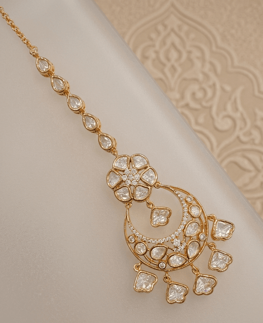 White Kundan Maang Tikka For Women