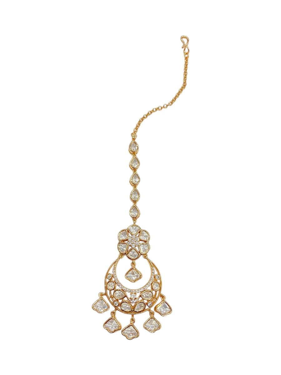 White Kundan Maang Tikka For Women - detail