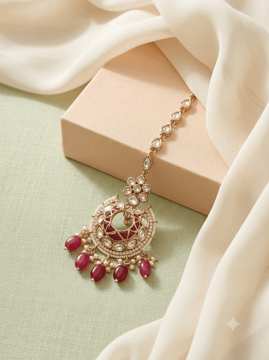 Ruby Meenakari Elegant Kundan Tikkas