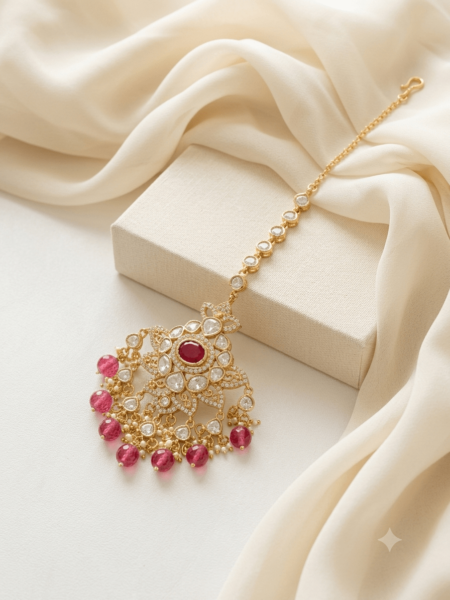 Elegant Shine Ruby Maangtikka