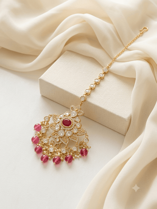 Elegant Shine Ruby Maangtikka