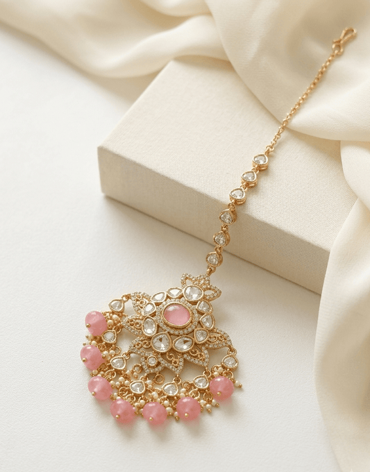 Elegant Shine Pink Maangtikka