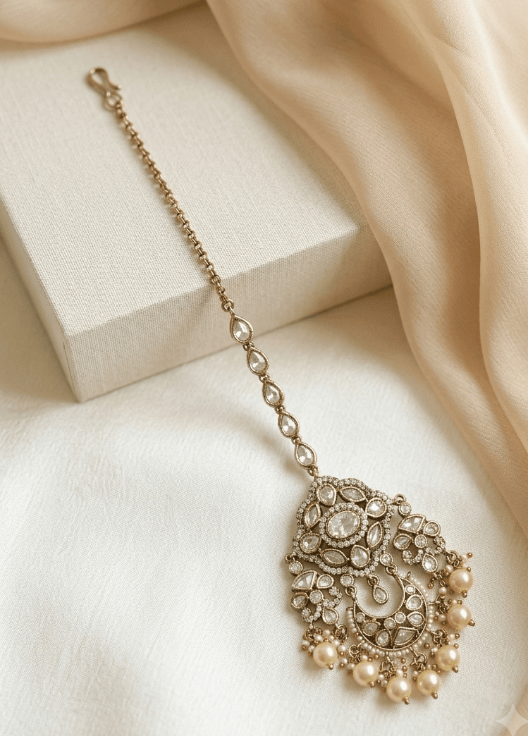 White Stone Bridal Maang Tikka