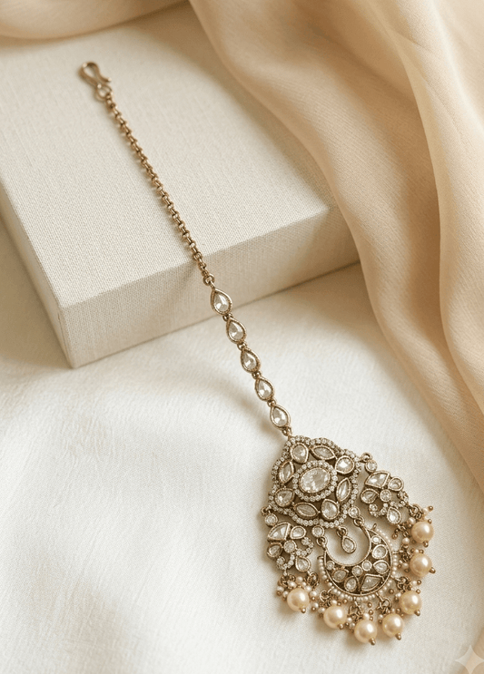 White Stone Bridal Maang Tikka