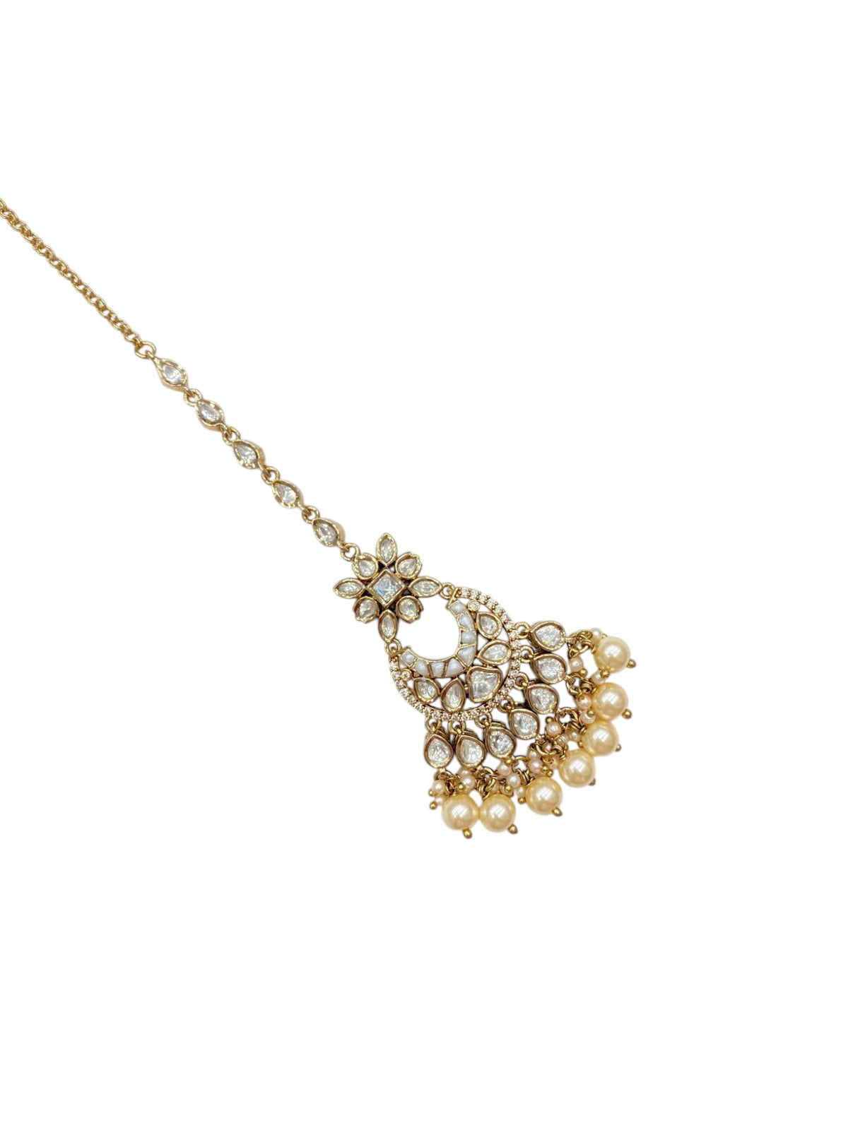 Astonished White Meenakari With Pearl Hanging | Antique Finish