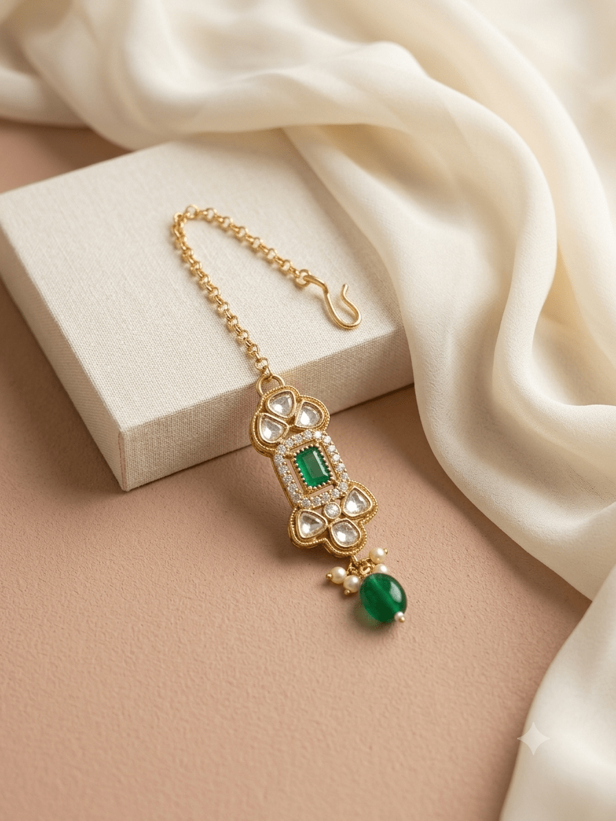 Elegant Shine Green Maangtikka