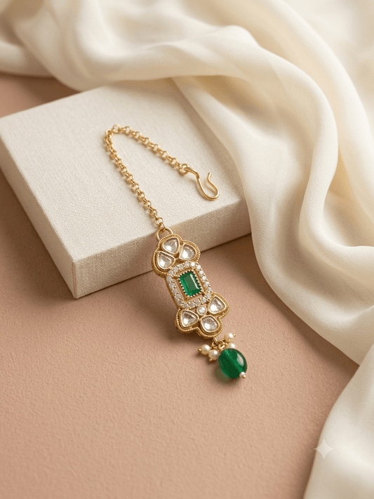 Elegant Shine Green Maangtikka