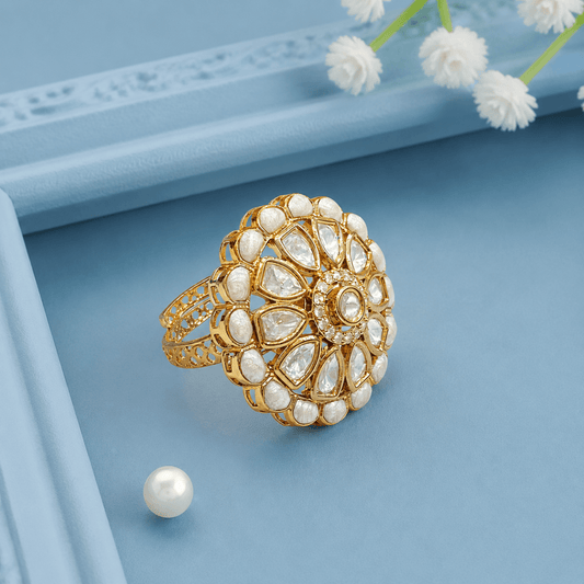 Floral Elegance White Ring