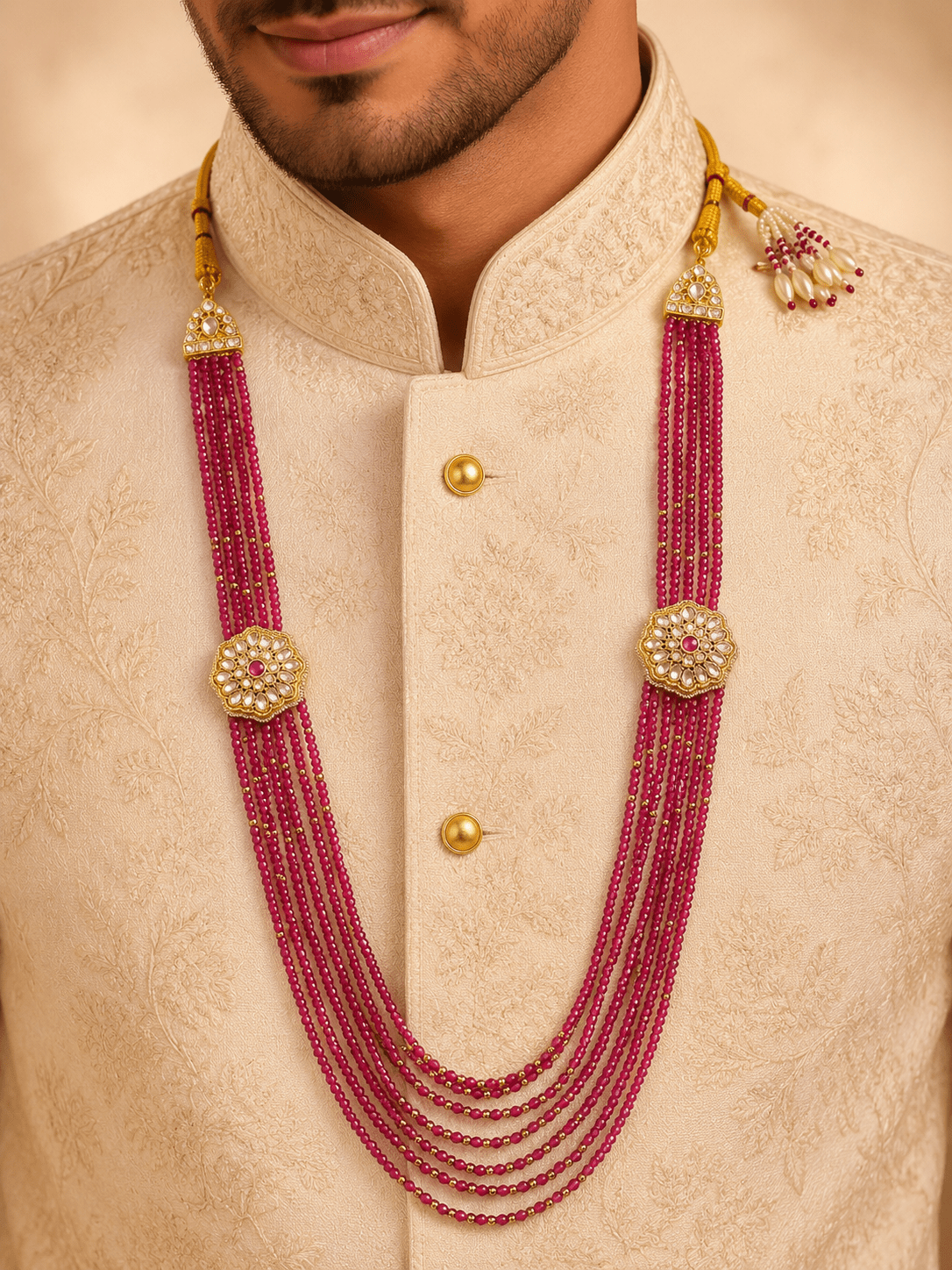 Red Crystal Beads Exclusive Groom Mala