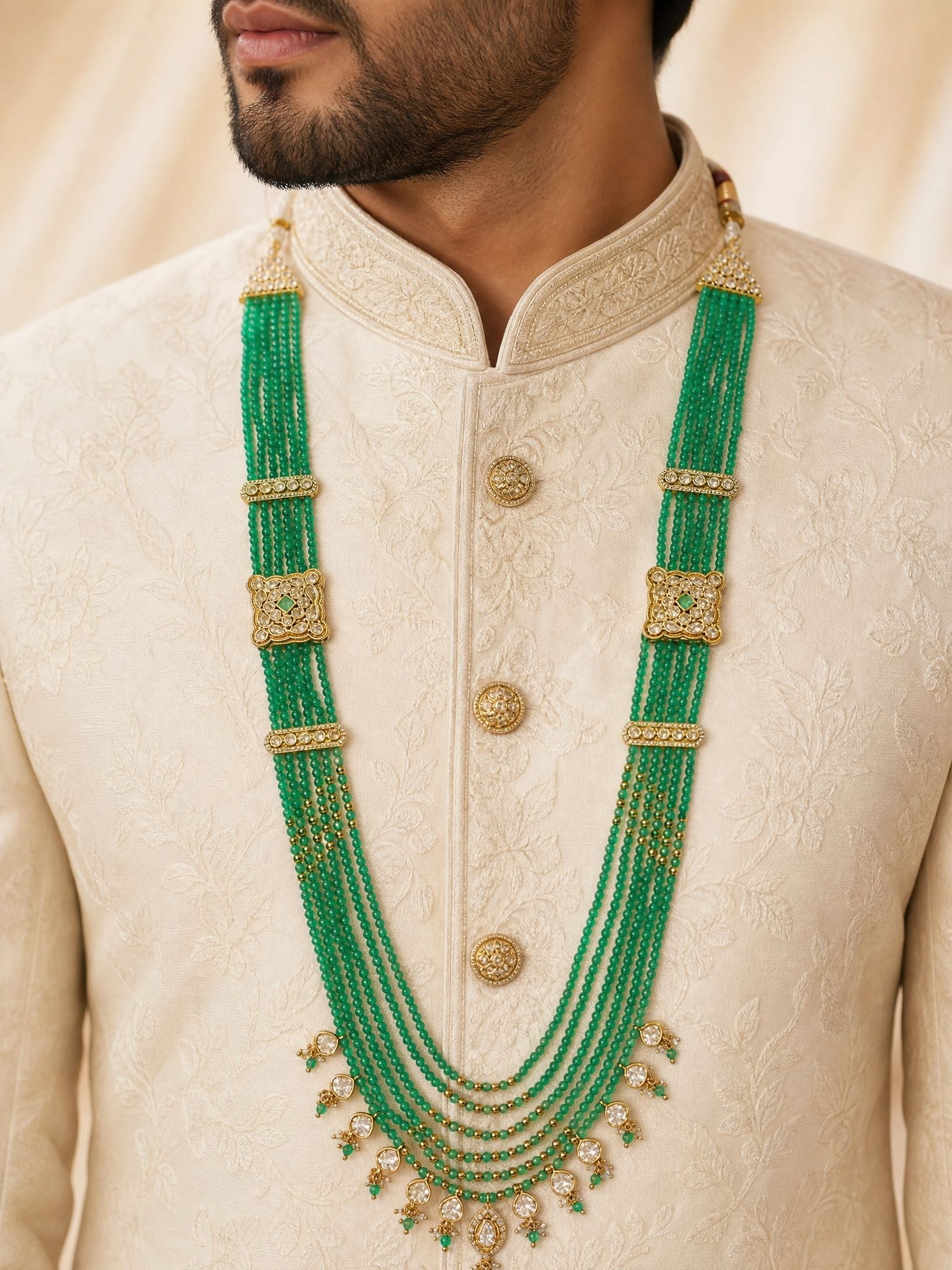Regal Emerald Layered Mala