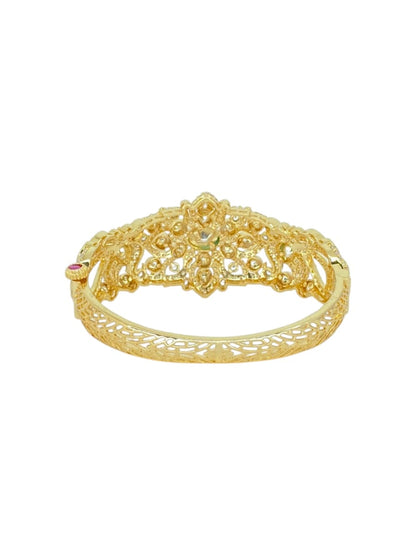 White Kundan Kada, Green Accent by Sirini Jewellery, view 3