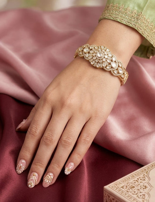 White Stone Floral Kada