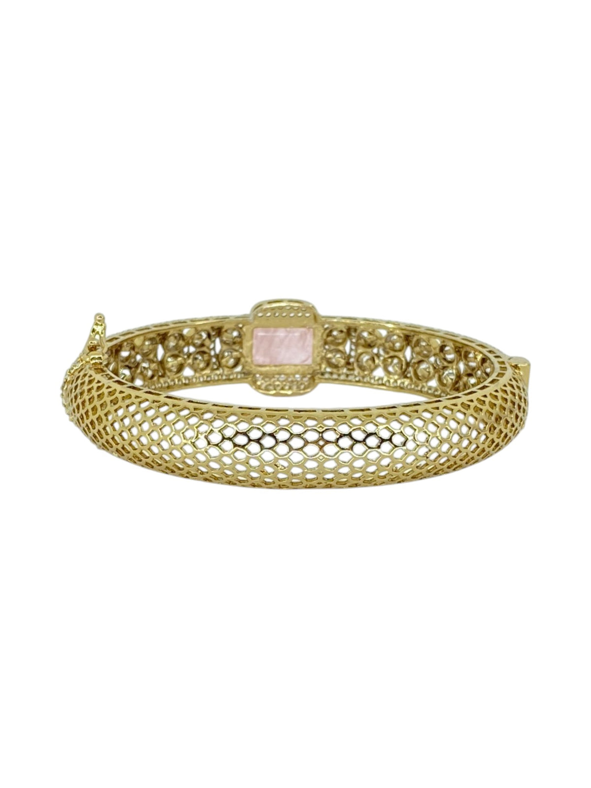 Elegant Pink Shine Kundan Kada - Mehendi Finish