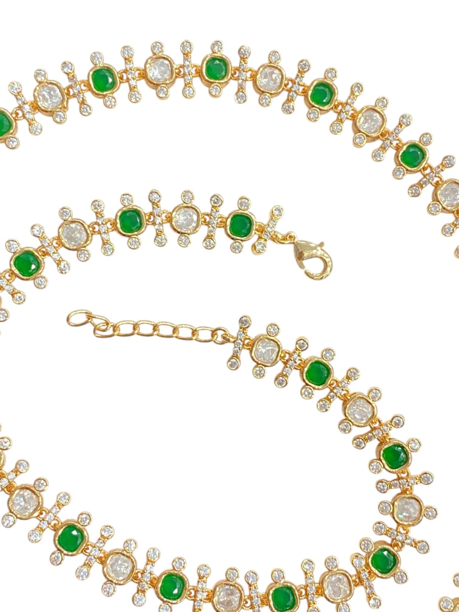 Festive Green Kundan Payal