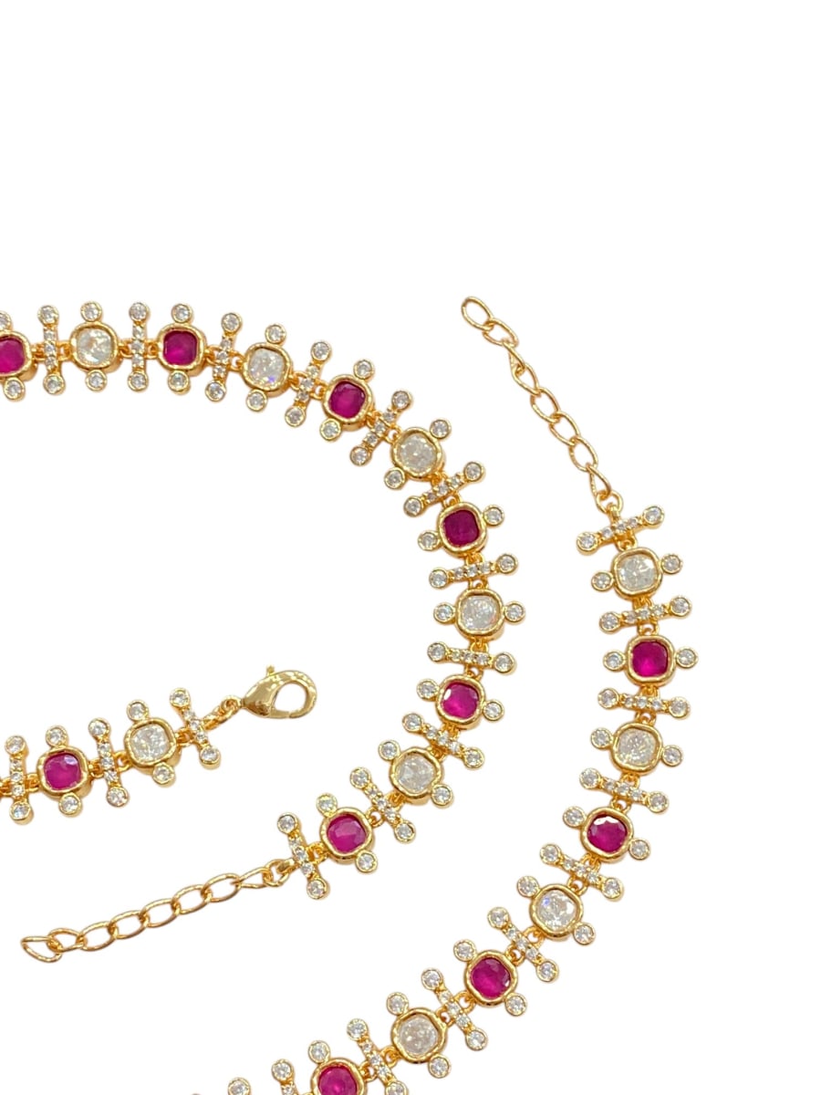 Festive Ruby Kundan Payal - detail