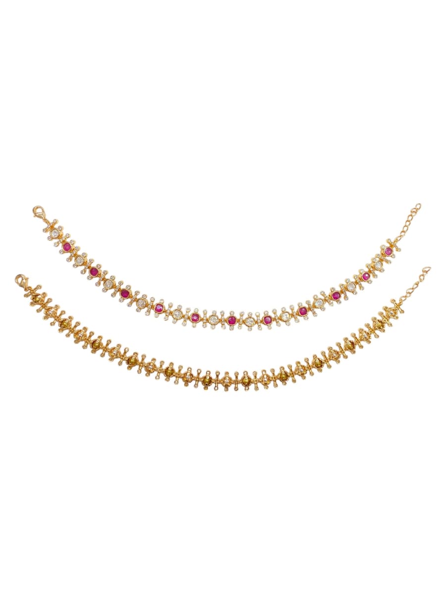Festive Ruby Kundan Payal - detail