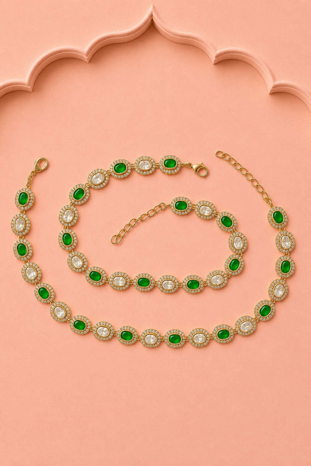 Elegant Green Kundan Payal