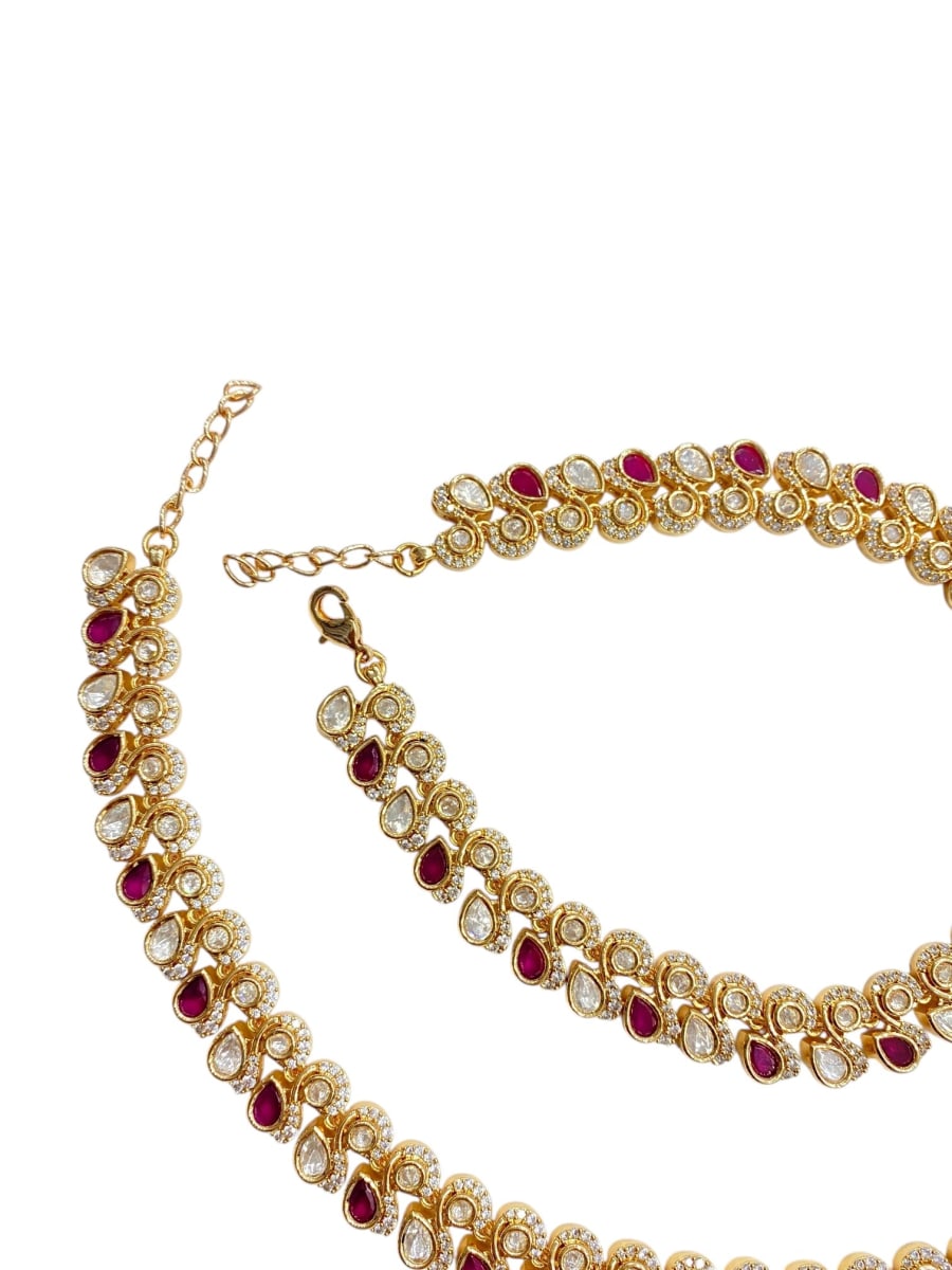 Festive Peacock Ruby Kundan Payal