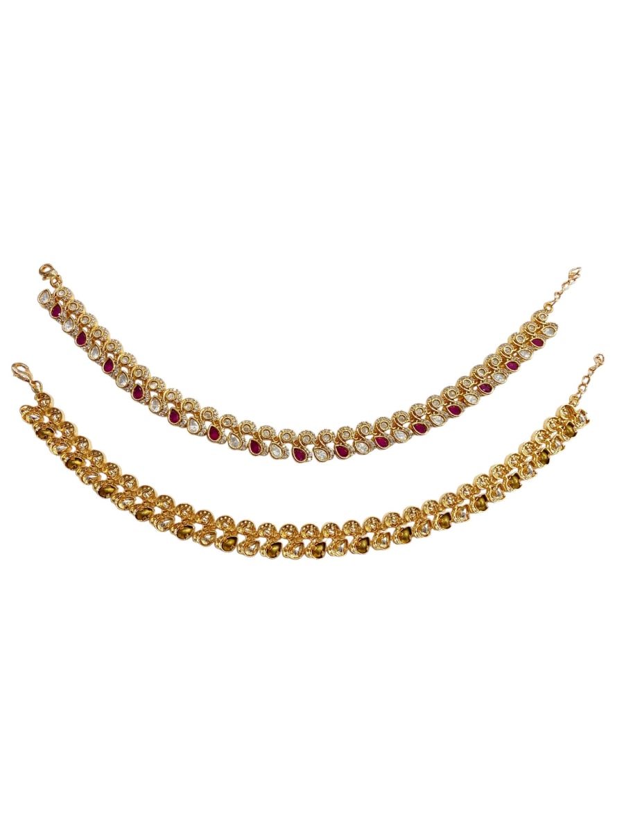 Festive Peacock Ruby Kundan Payal
