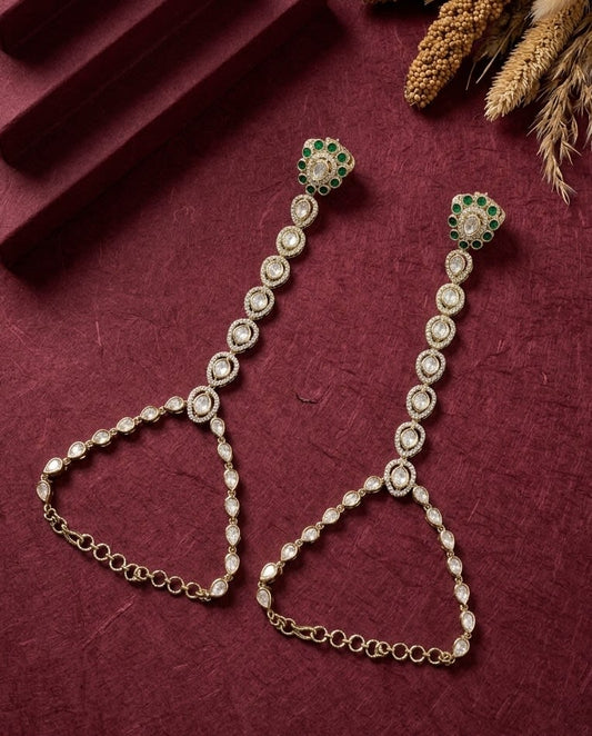 Astonished Green Kundan Hathphool | Mehendi Finish
