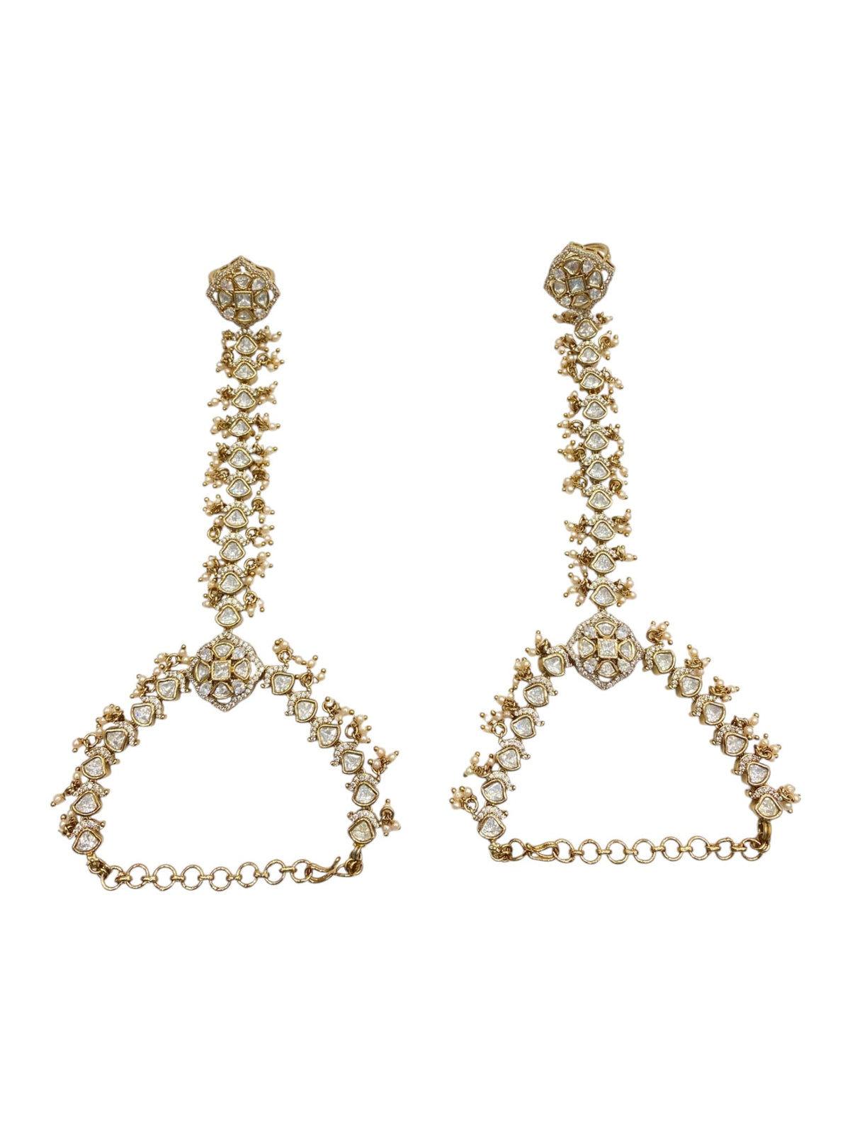 Eid Celebration Kundan Hathphool - Antique Gold Finish