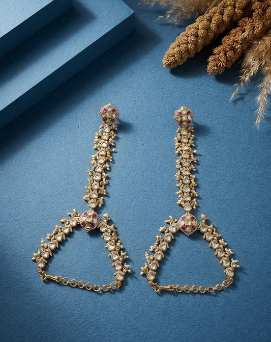 Jannat Ruby Kundan Antique Gold Hathphool
