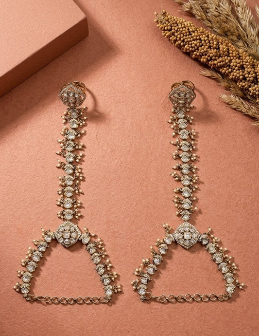 Rajwadi Mehendi Finish Kundan Hathphool