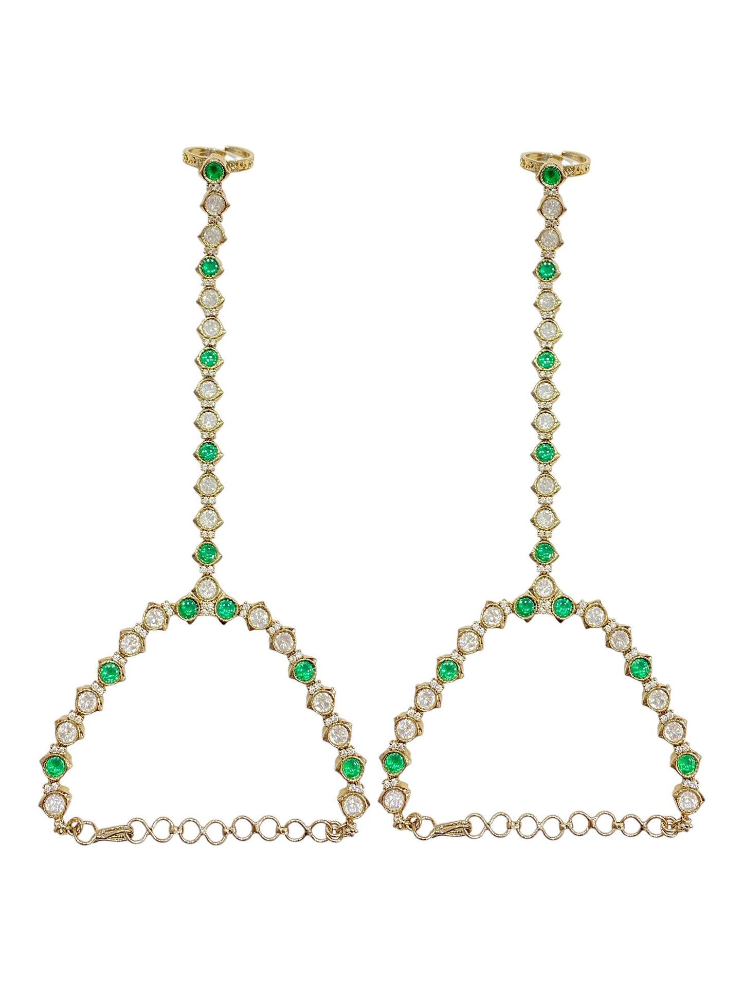 Mehendi Glow Green Kundan Hathphool