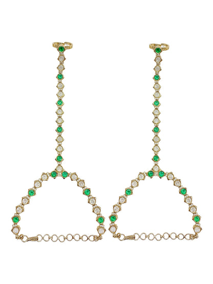 Mehendi Glow Green Kundan Hathphool - Green by Sirini Jewellery, Bridal wear - detail