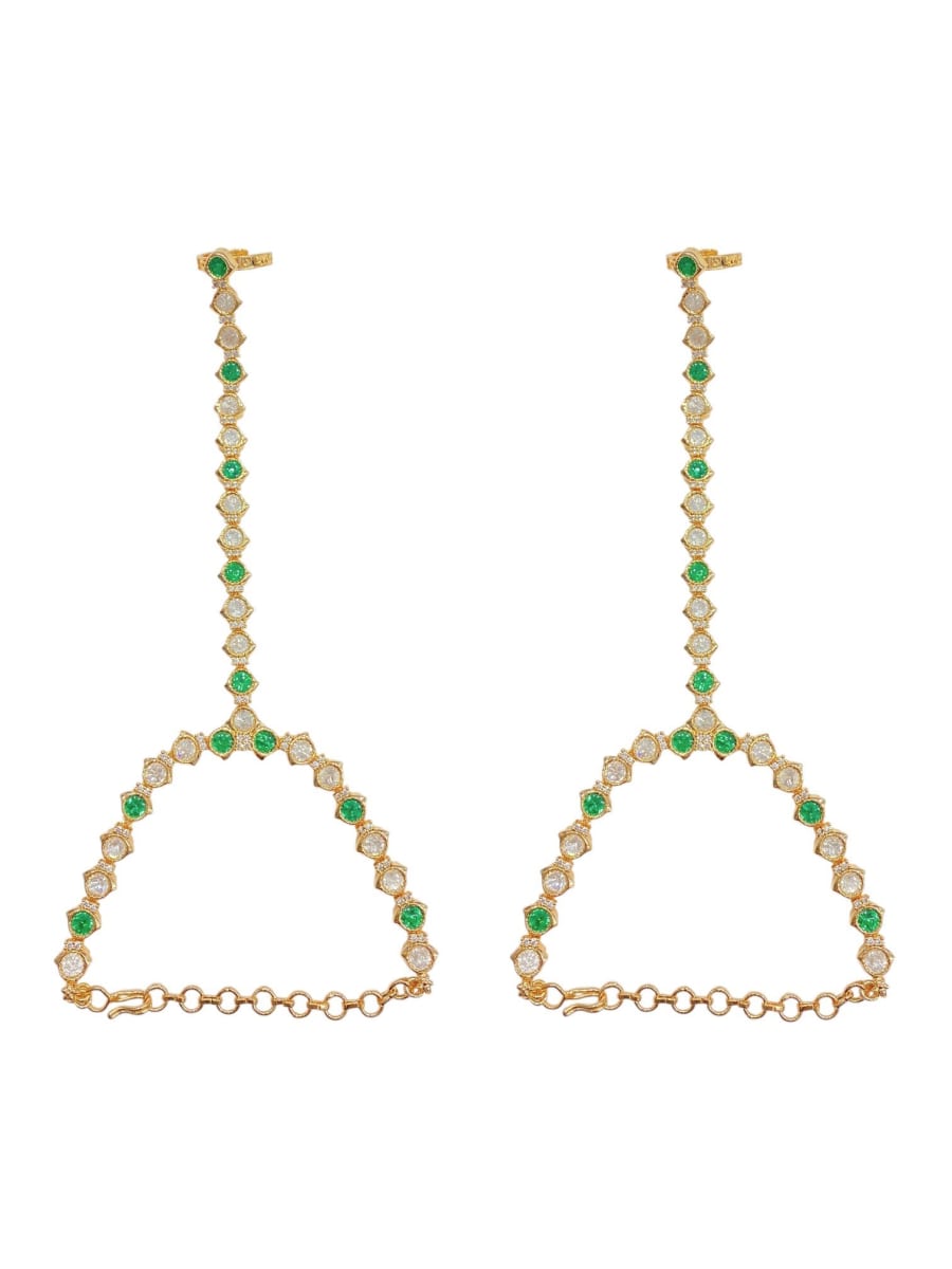 Emerald Elegance Kundan Hathphool - detail 1