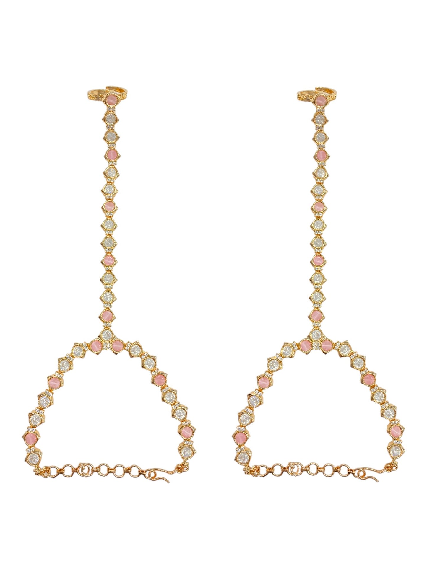 Pink Elegance Kundan Hathphool
