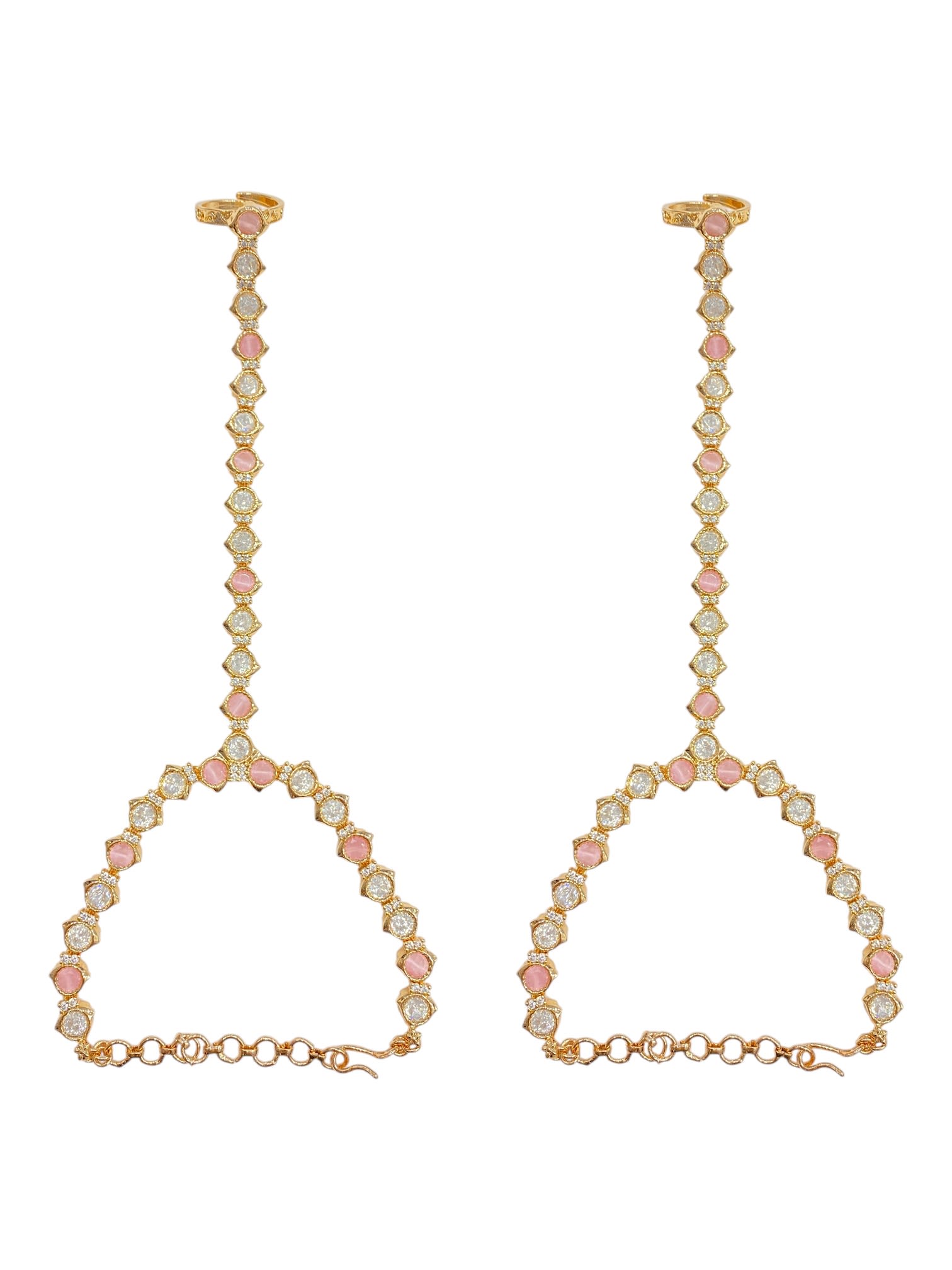 Pink Elegance Kundan Hathphool