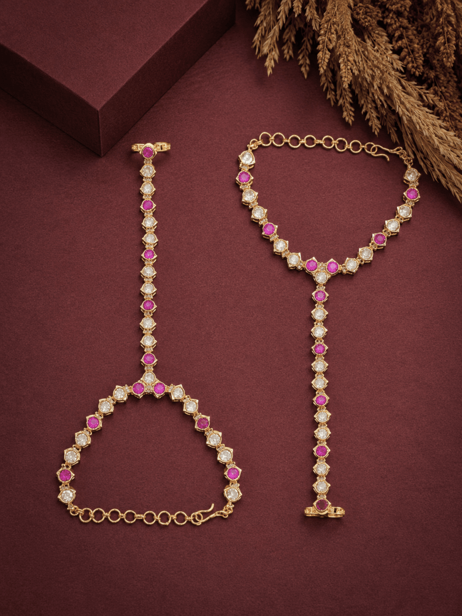 Ruby Elegance Kundan Hathphool