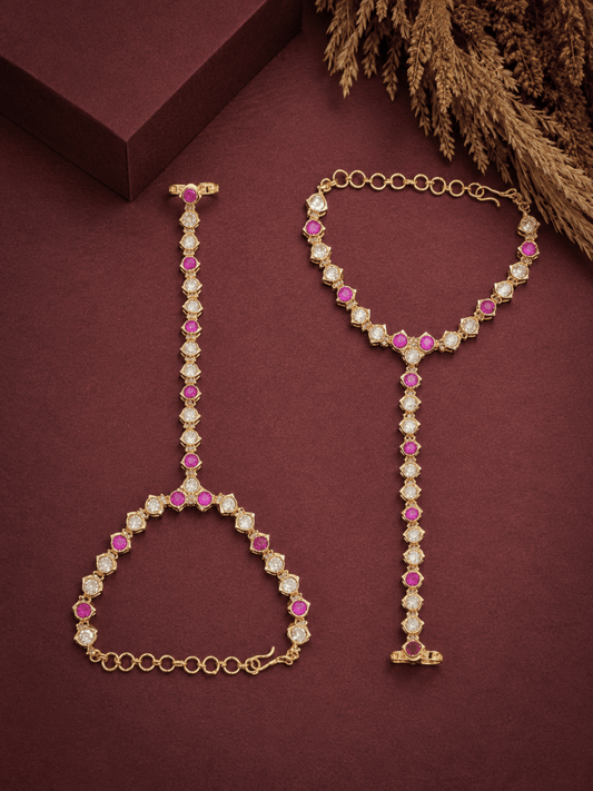 Ruby Elegance Kundan Hathphool