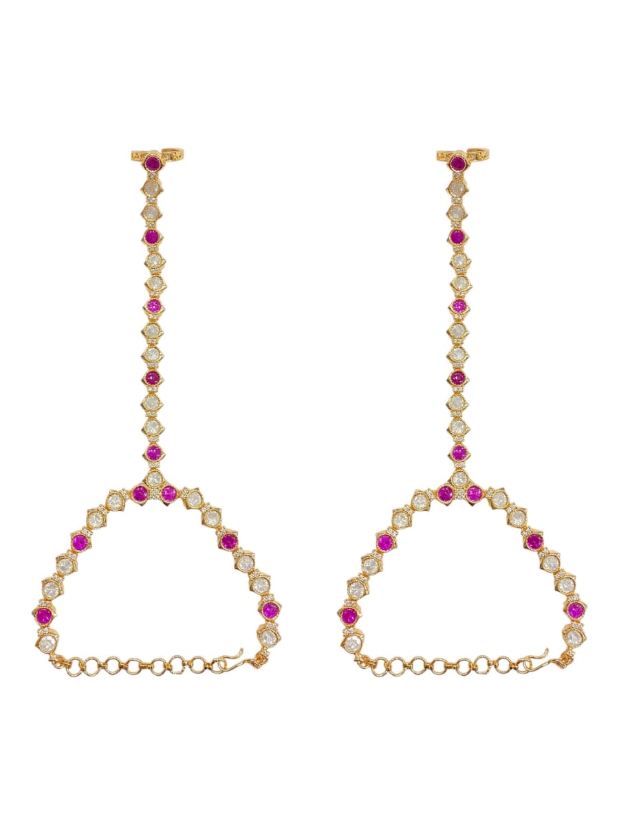 Ruby Elegance Kundan Hathphool - detail