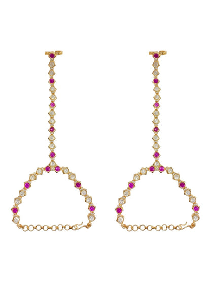 Ruby Elegance Kundan Hathphool - Ruby Polki Kundan by Sirini Jewellery, Bridal wear - detail