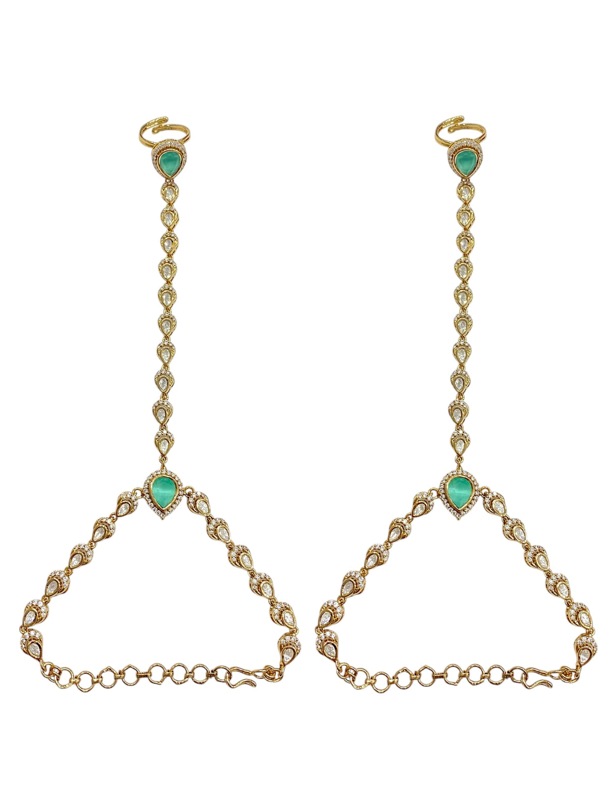 Elegant Shine Mint Hathphool - Antique Gold Finish