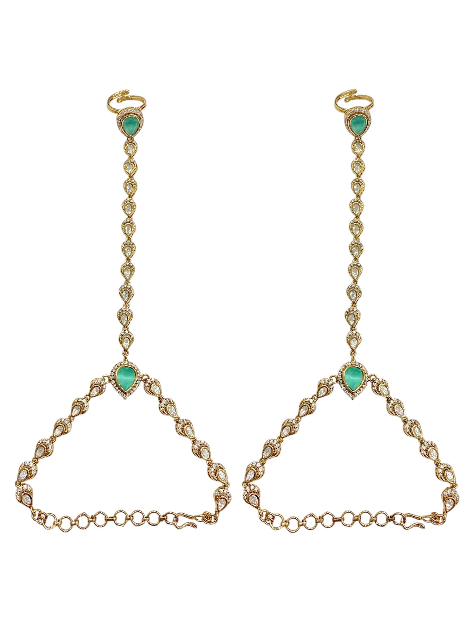 Elegant Shine Mint Hathphool - Antique Gold Finish