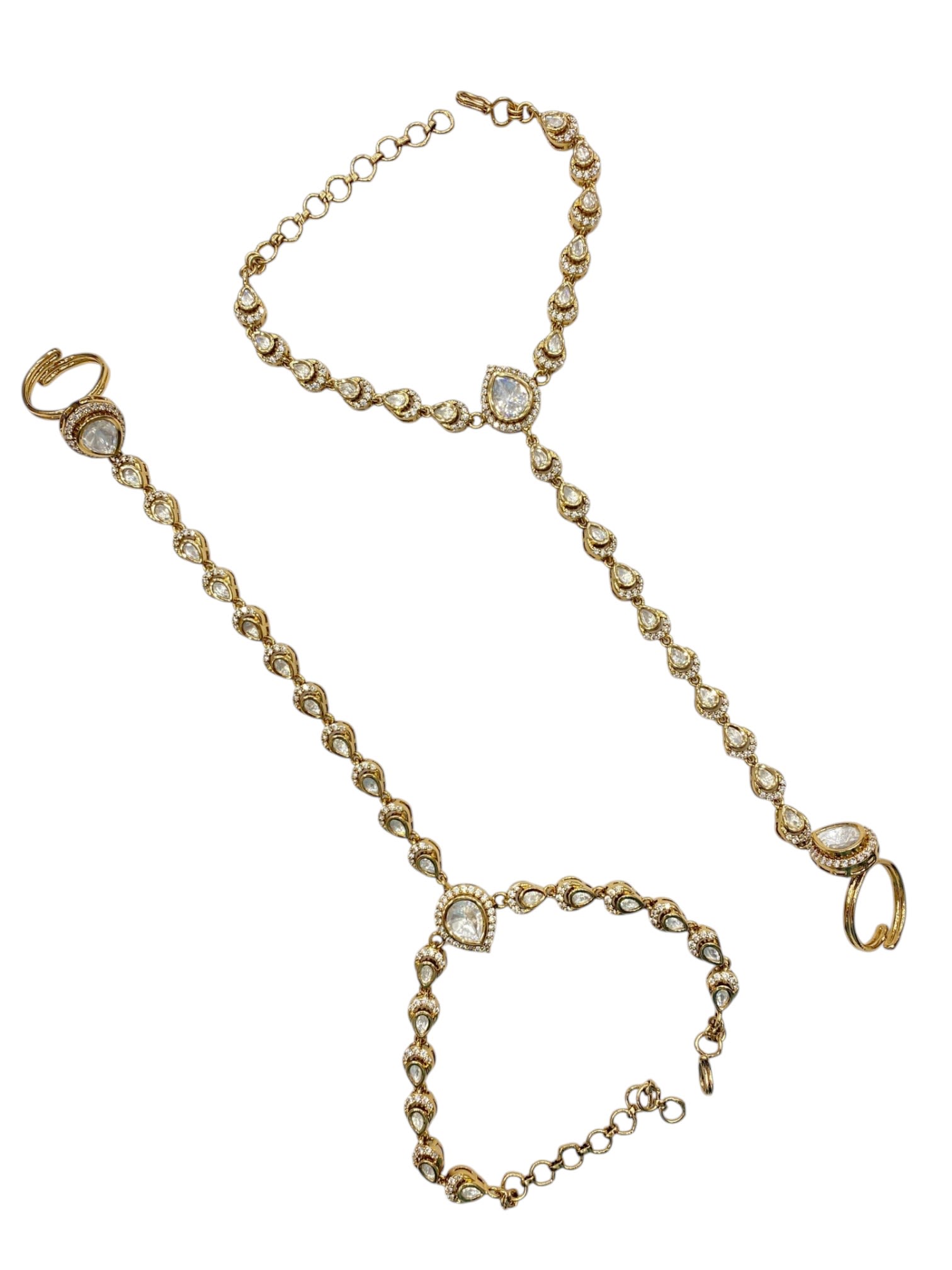 Elegant Shine White Hathphool - Antique Gold Finish