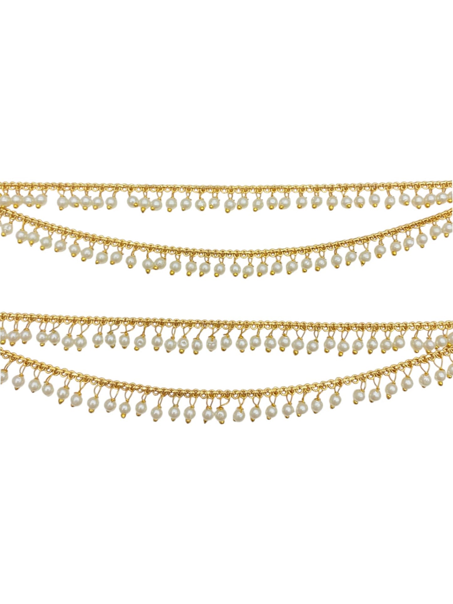 Pearl Embellished Double Layered Gold Kaan Chain