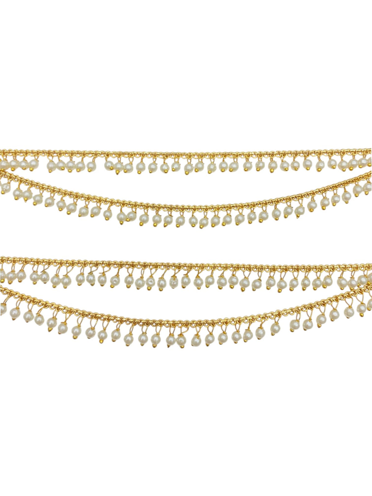 Pearl Embellished Double Layered Gold Kaan Chain