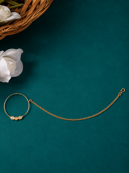 Gold-Plated Pink Kundan Nose Ring