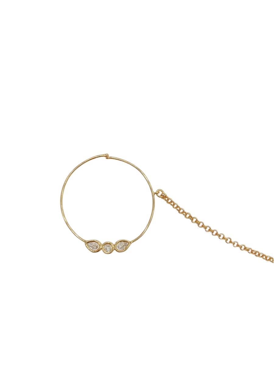 Gold-Plated White Kundan Nose Ring - detail