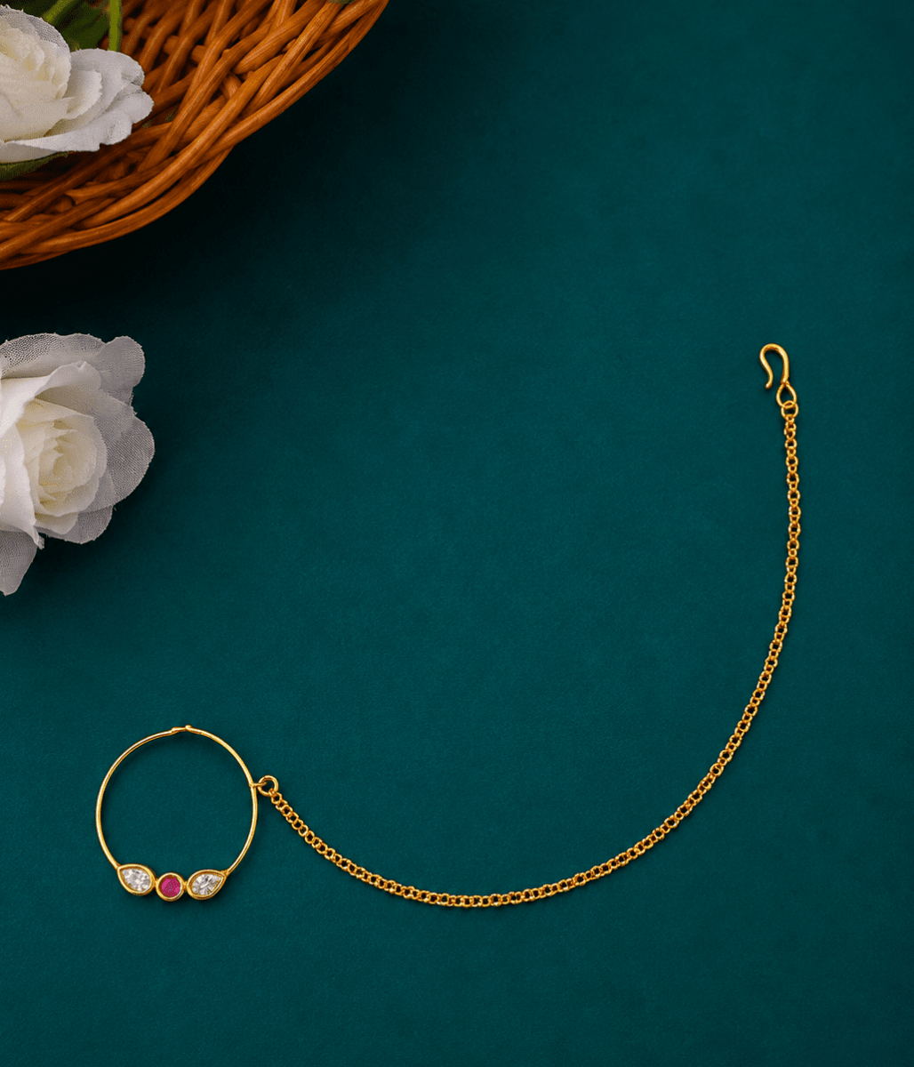 Tradition Touch Ruby Kundan Nose Ring