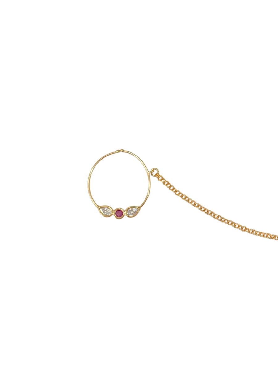 Tradition Touch Ruby Kundan Nose Ring - detail