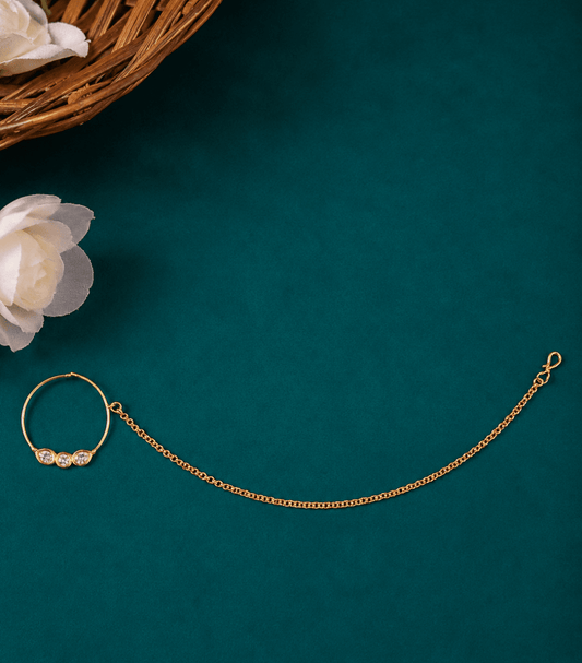 Tradition Touch White Kundan Nose Ring