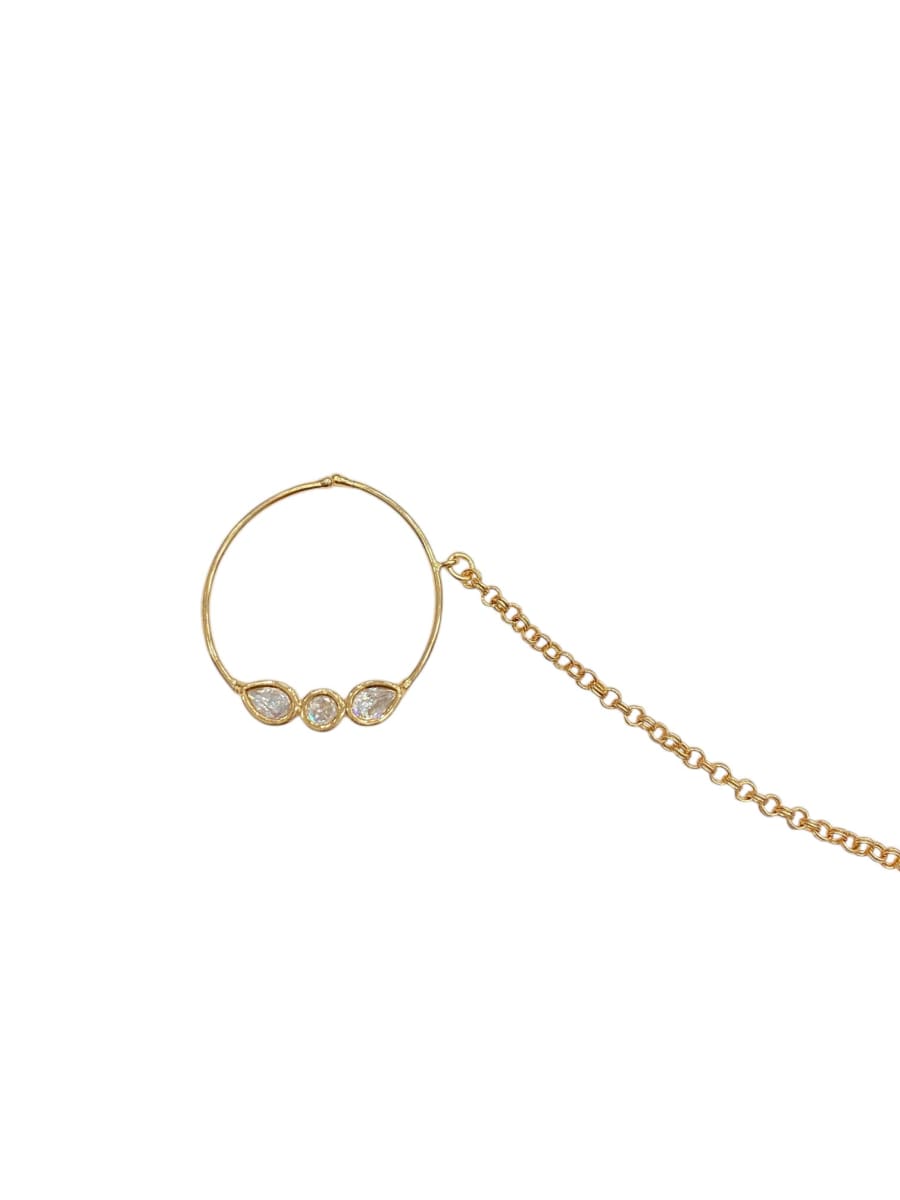 Tradition Touch White Kundan Nose Ring - detail