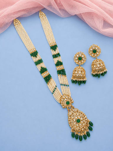 Divine Green Long Necklace Set