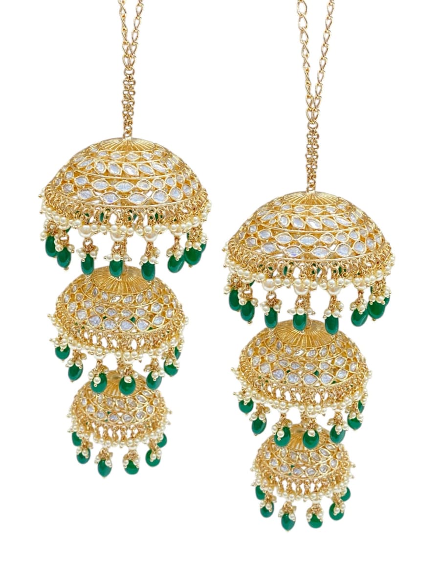 Exclusive Green Bridal Kundan Kaleera