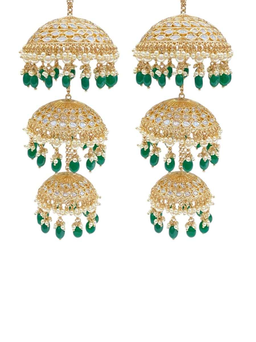 Exclusive Green Bridal Kundan Kaleera